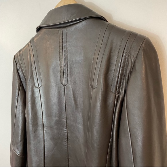 Avanti Genuine Leather Jacket Womens M Dark Brown Full Zip Fitted Design Biker - Picture 7 of 13